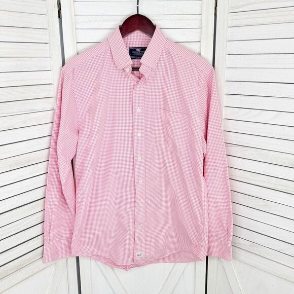 Vineyard Vines Performance Classic Fit Murray Shirt Gingham Check Pink White - Picture 1 of 11